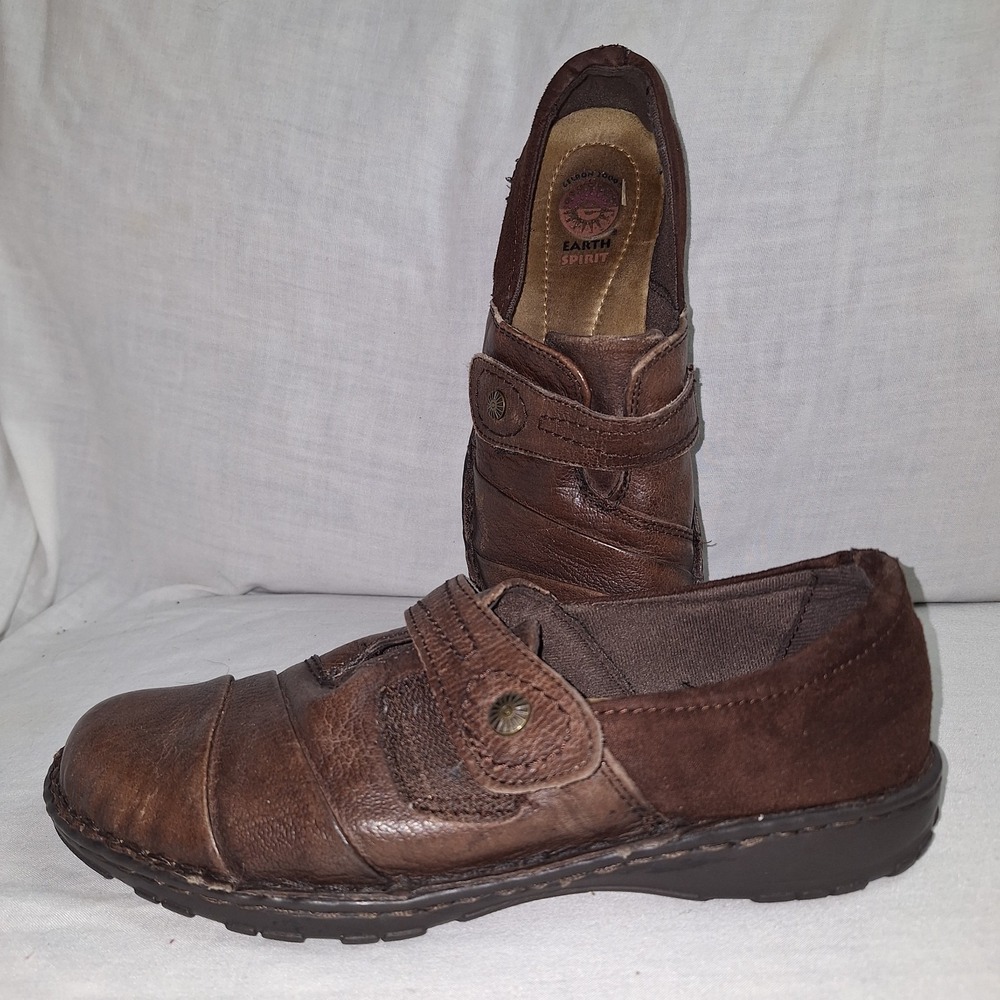 Earth Spirit Gelron Cushion Women Size 8 Brown Leather Coni Slip On Loafer Shoes